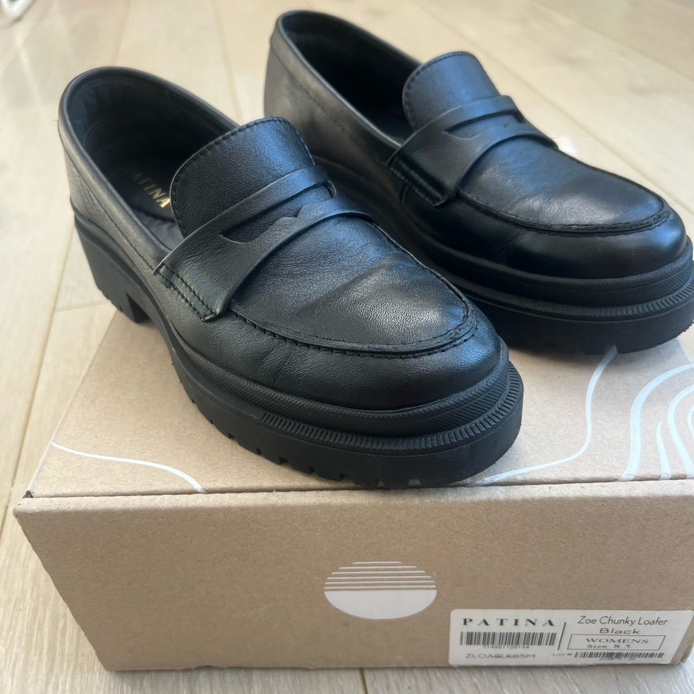 Portland Leather Black Chunky Platform Loafers